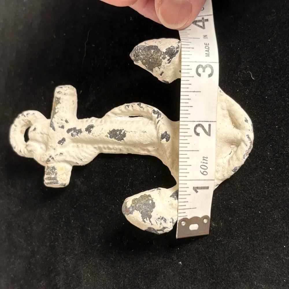 Rustic Two-Prong White Distressed Anchor Wall Hook